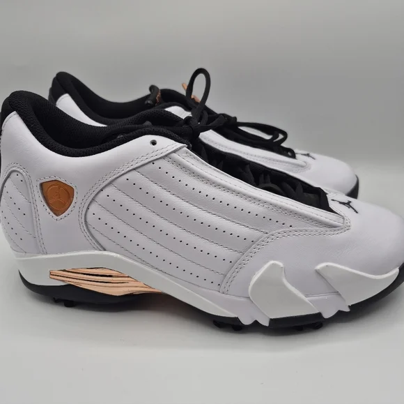 Nike Air Jordan 14 Golf US Open HV4813-100 Men's Size 8.5 White Black GoldNEW